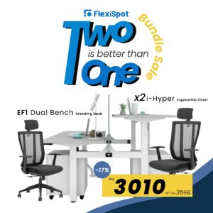 Bundle deal flexispot EF1 dual bench height adjustable workstation standing desk with ergonomic chair