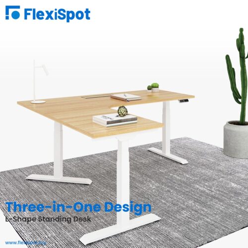 L-Shape Design E7T Flexispot best rated standing desk (three in one) design